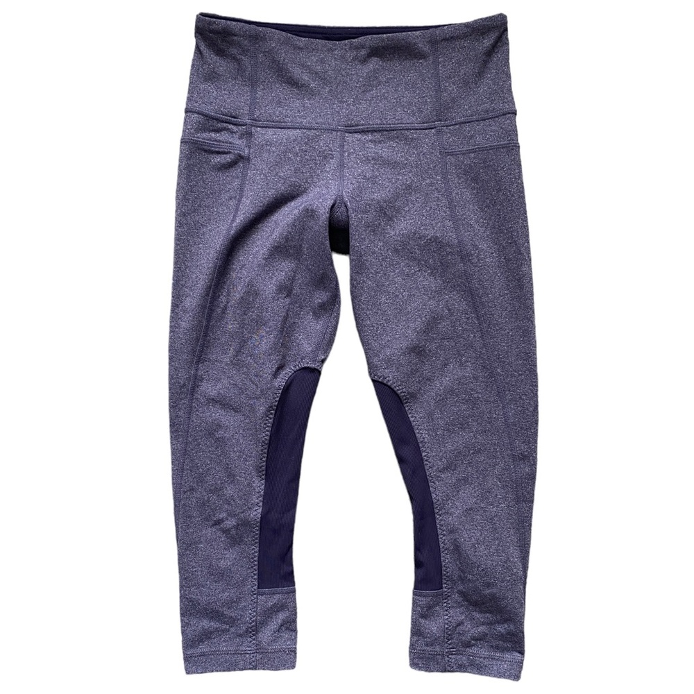 Lululemon Heathered/Solid Purple Crop Leggings Womens 4